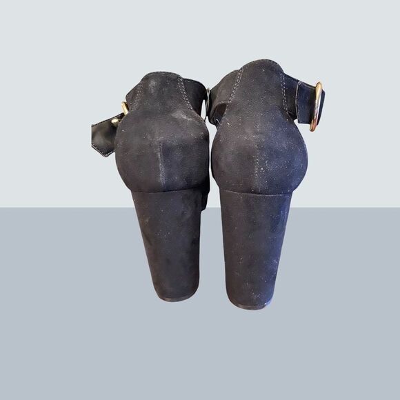 NWT H&M Black Suede Block Heels 8.5 - Picture 3 of 4